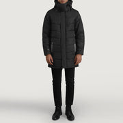 
Moore Schwarz Hooded Parka für Herren - Seitenansicht mit ergonomischem Ärmelschnitt & sportlicher Passform