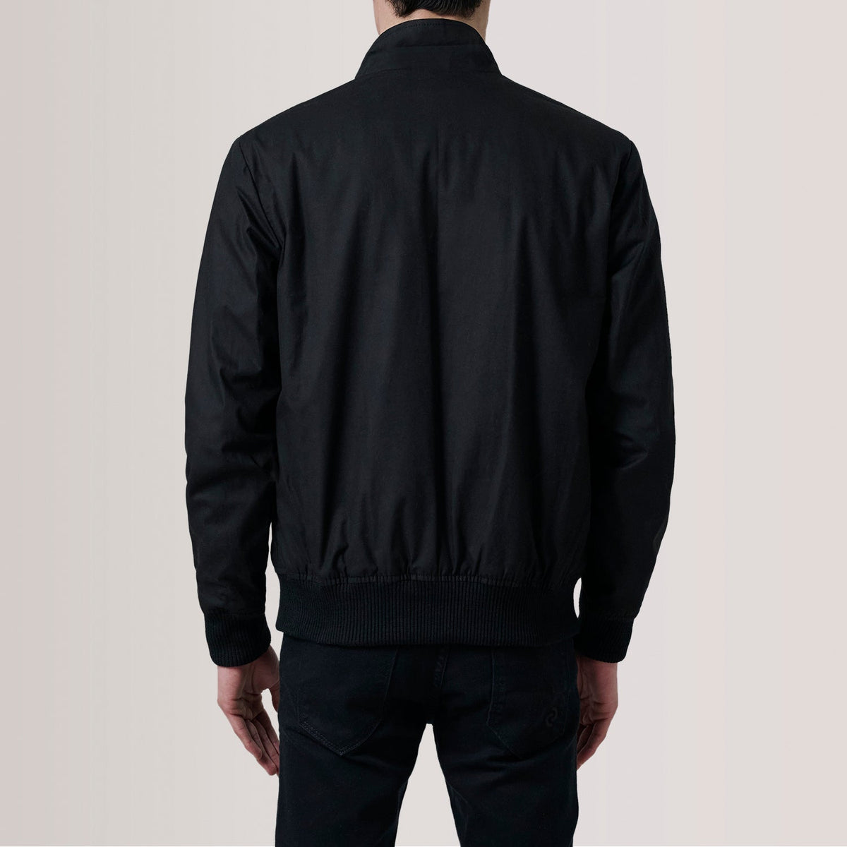 Detailansicht of Snap Button &amp; Zipper Hardware on Morrison Schwarz Canvas Leder-Bomberjacke für Herren For Men