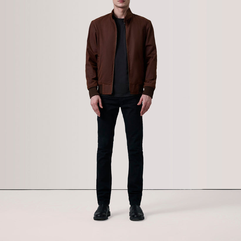 Morrison Braun Canvas Leder-Bomberjacke für Herren