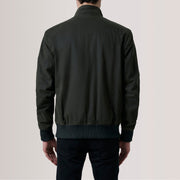
Detailansicht of Snap Button & Zipper Hardware on Morrison Olive Canvas Leder-Bomberjacke für Herren For Men