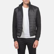 
Nashville Gesteppt Schwarz Windbreaker Lederjacke für Herren in Black Polyester (Torso) &Amp; Knitted Fabric (Sleeves) - Vorderansicht & maßgeschneiderte Silhouette | Online Kaufen