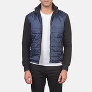 
Nashville Gesteppt Blau Windbreaker Lederjacke für Herren in Blue & Black Nylon (Torso) &Amp; Knitted Fabric (Sleeves) - Vorderansicht & maßgeschneiderte Silhouette | Online Kaufen