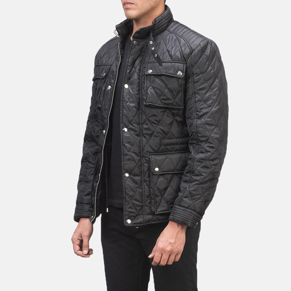 Black Polyester Winter Jacket - Rückansicht mit passgenauen Schultern & sauberem Saum