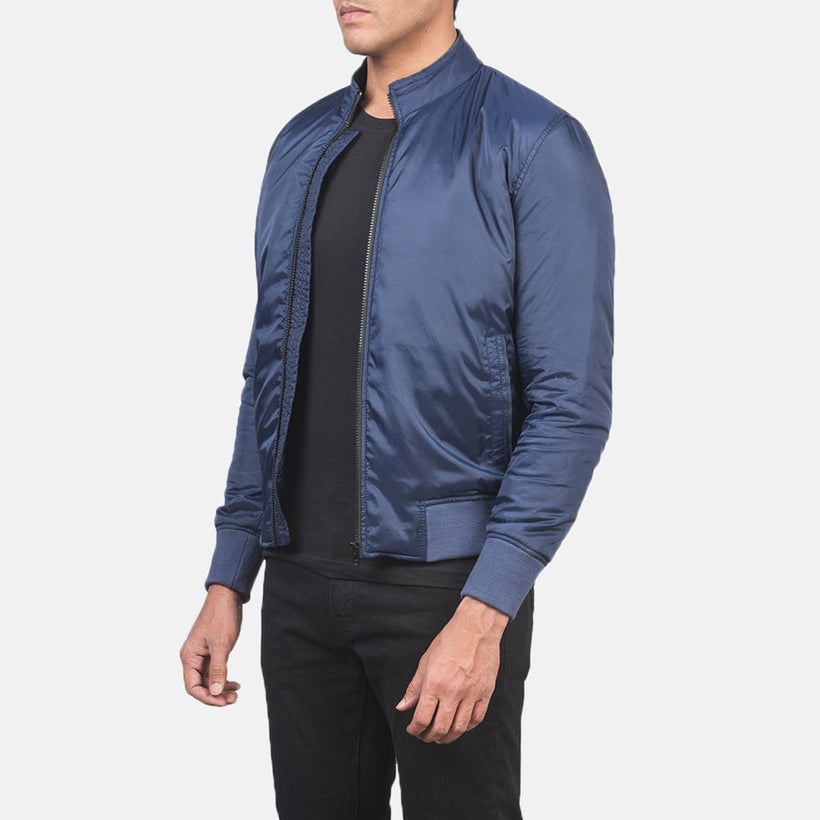 Ramon Blau Leder-Bomberjacke für Herren