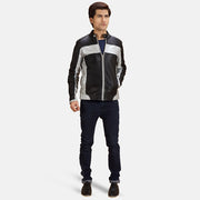 Detailansicht of Band with snap button &amp; Zipper Hardware on Randolf Silver Schwarz Leder-Bikerjacke für Herren