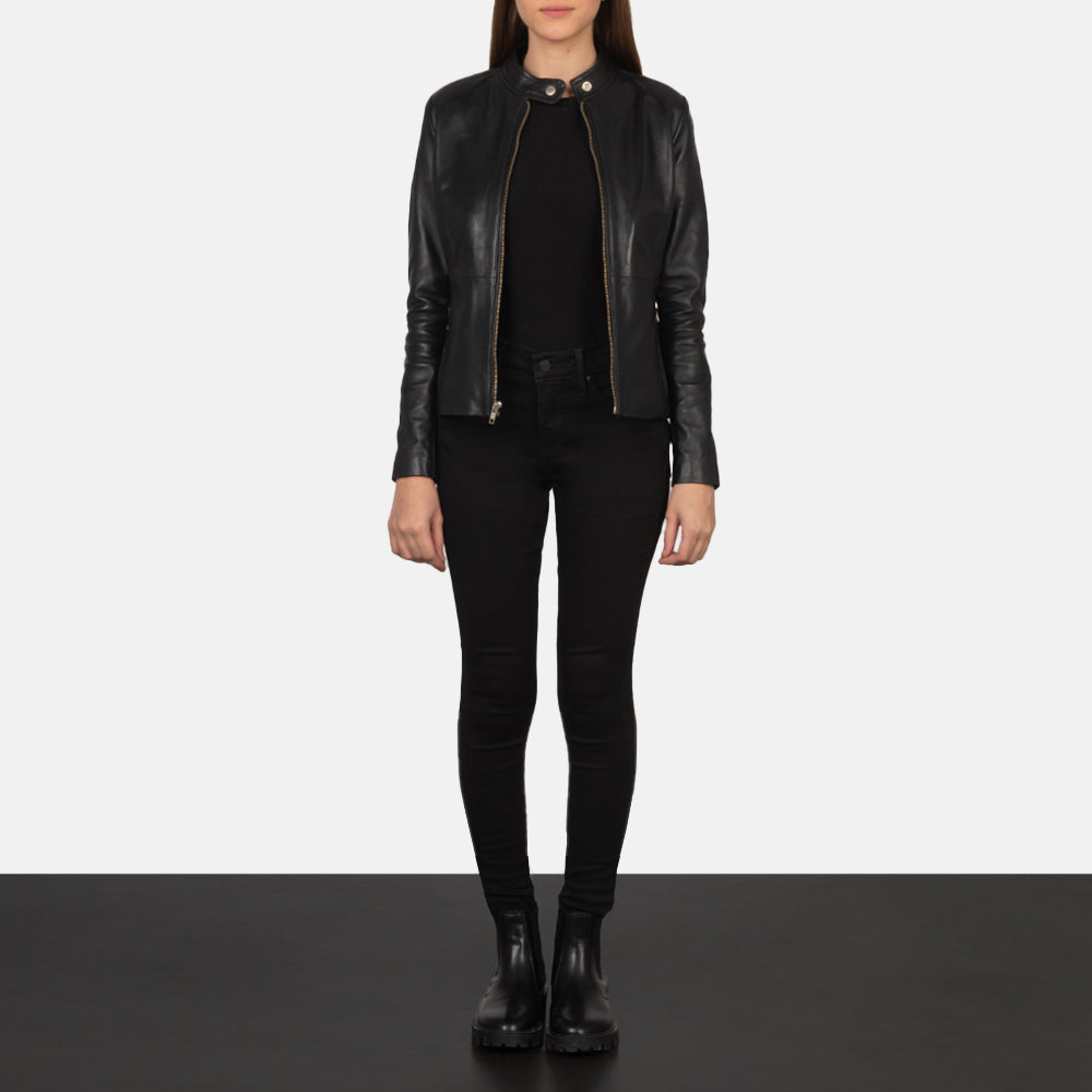Rave Braun Leder-Bikerjacke für Damen – Zusätzliche Produktansicht 4
