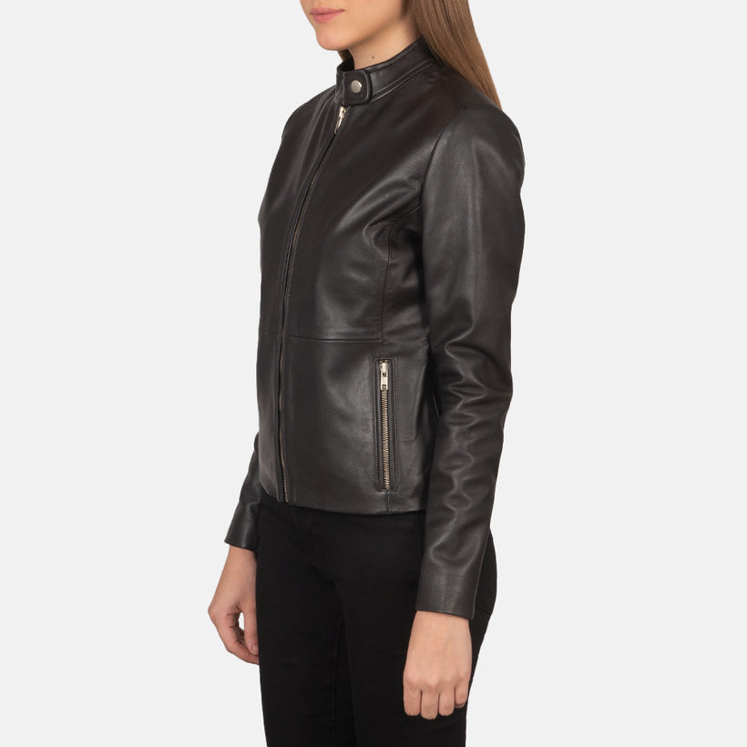 Rave Braun Leder-Bikerjacke für Damen