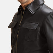Detailansicht of Shirt &amp; Zipper Hardware on Raven Schwarz Lederjacke für Herren