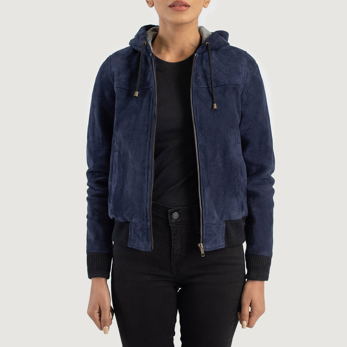 
Rebella Hooded Leder-Bomberjacke für Damen – alternate product view 1