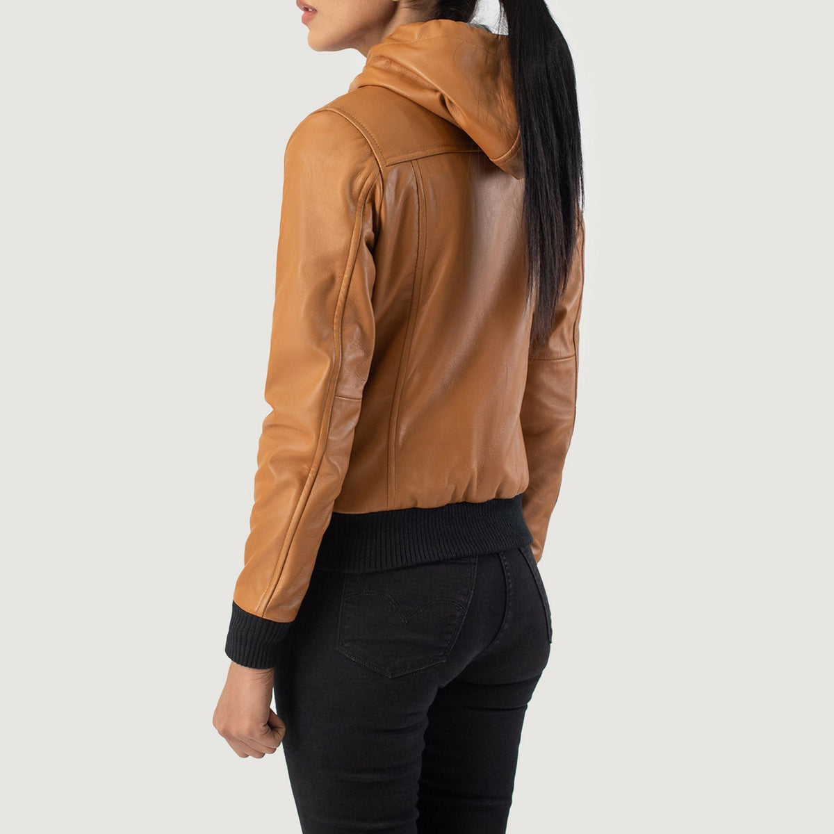 
Rebella Hooded Leder-Bomberjacke für Damen – alternate product view 5