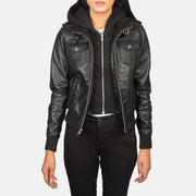 
Roslyn Hooded Leder-Bomberjacke für Damen – alternate product view 1
