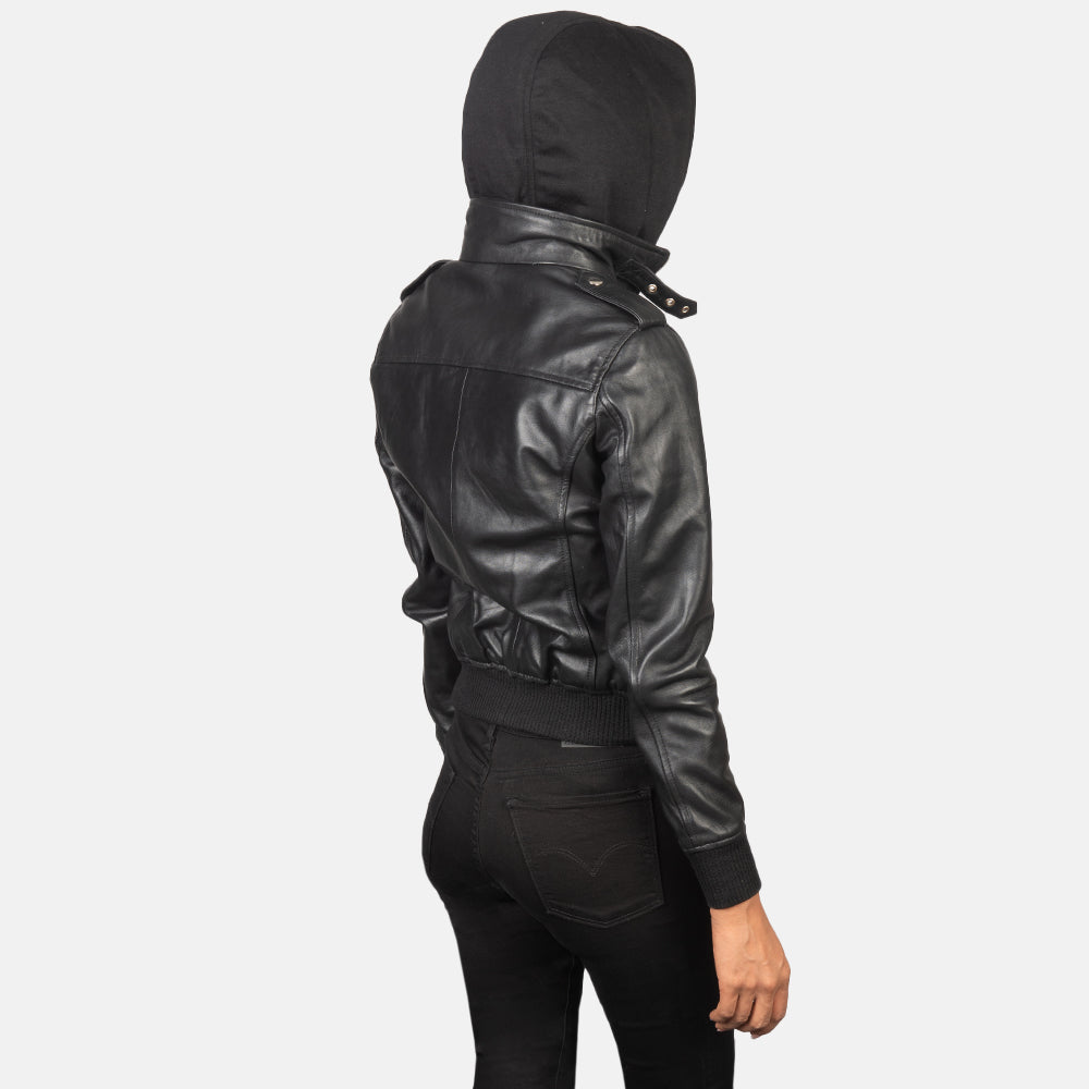 
Roslyn Hooded Leder-Bomberjacke für Damen – alternate product view 5