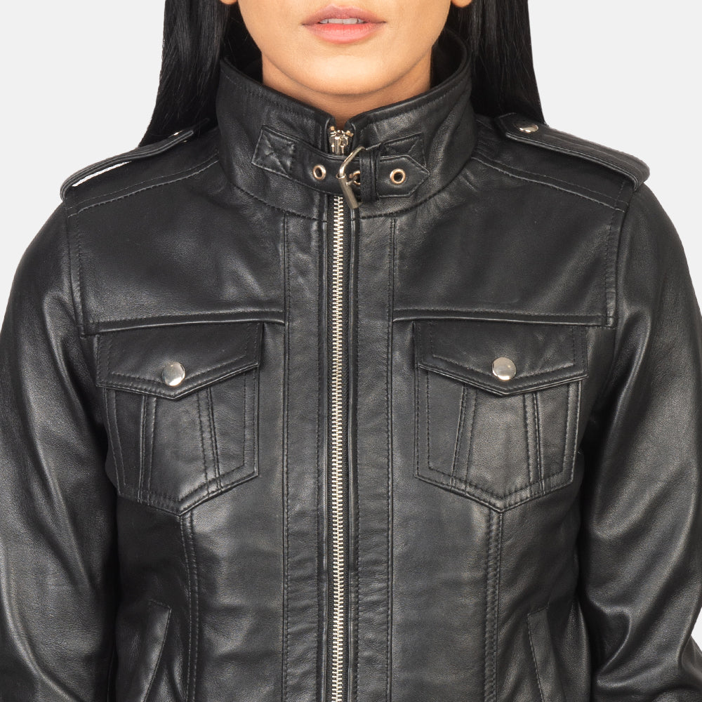
Roslyn Hooded Leder-Bomberjacke für Damen – alternate product view 6