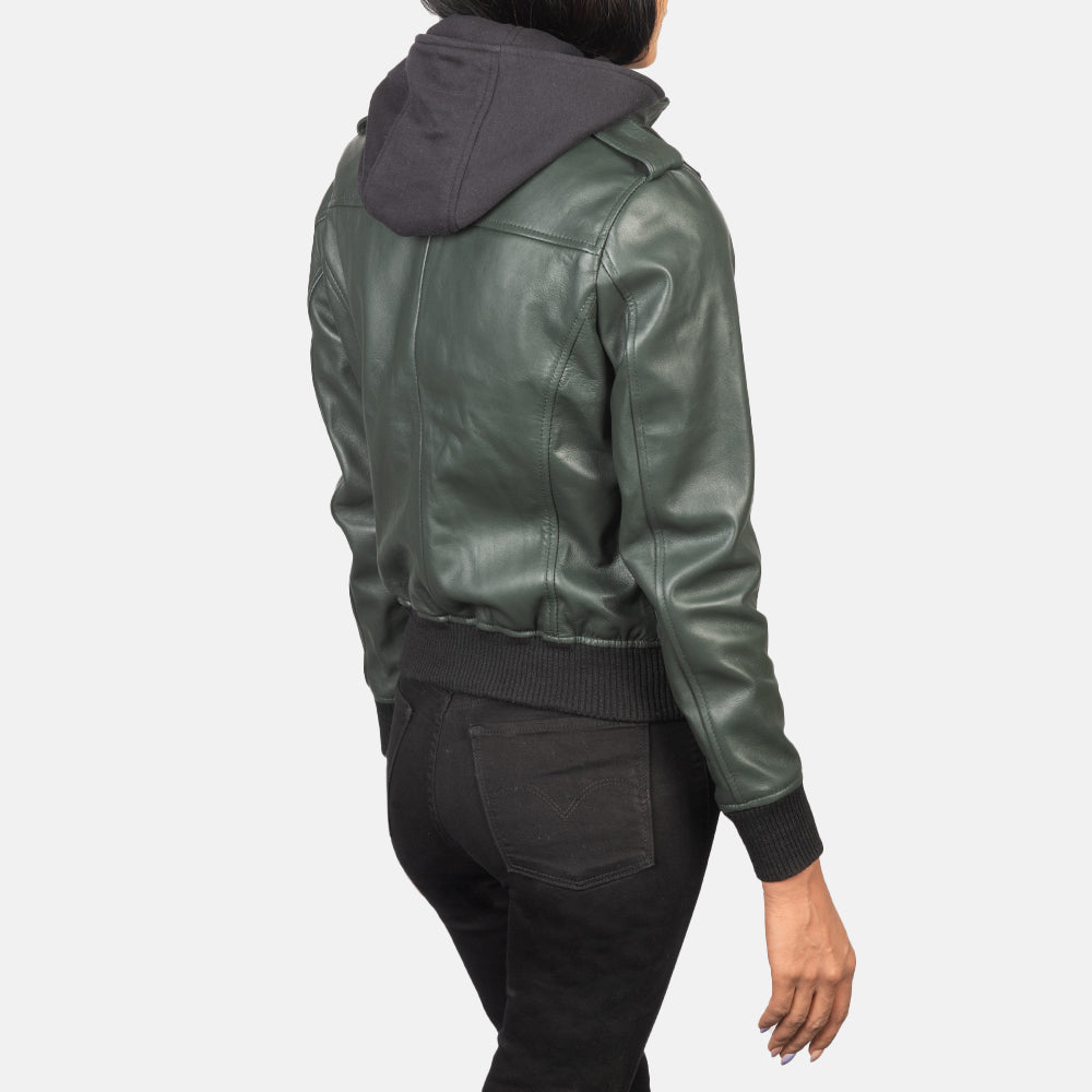 
Roslyn Hooded Leder-Bomberjacke für Damen – alternate product view 5