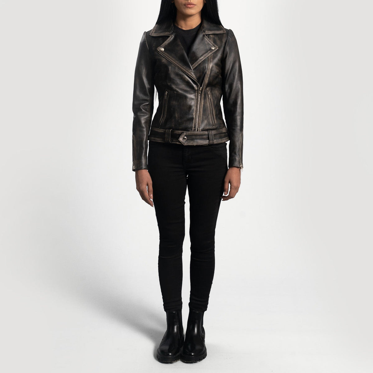
Rumy Kastanienbraun Leder-Bikerjacke für Damen – alternate product view 3