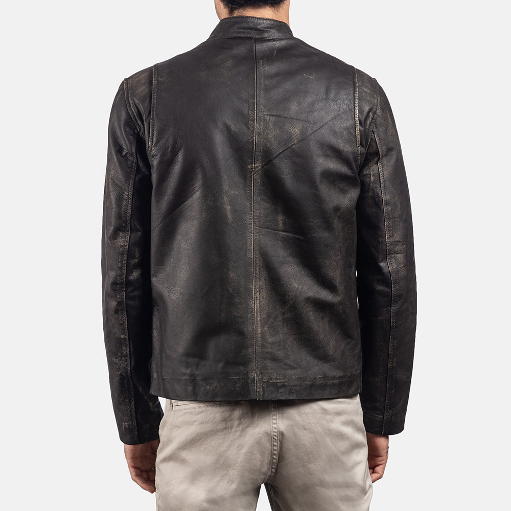 Rustic Leder-Bikerjacke für Herren – Zusätzliche Produktansicht 5