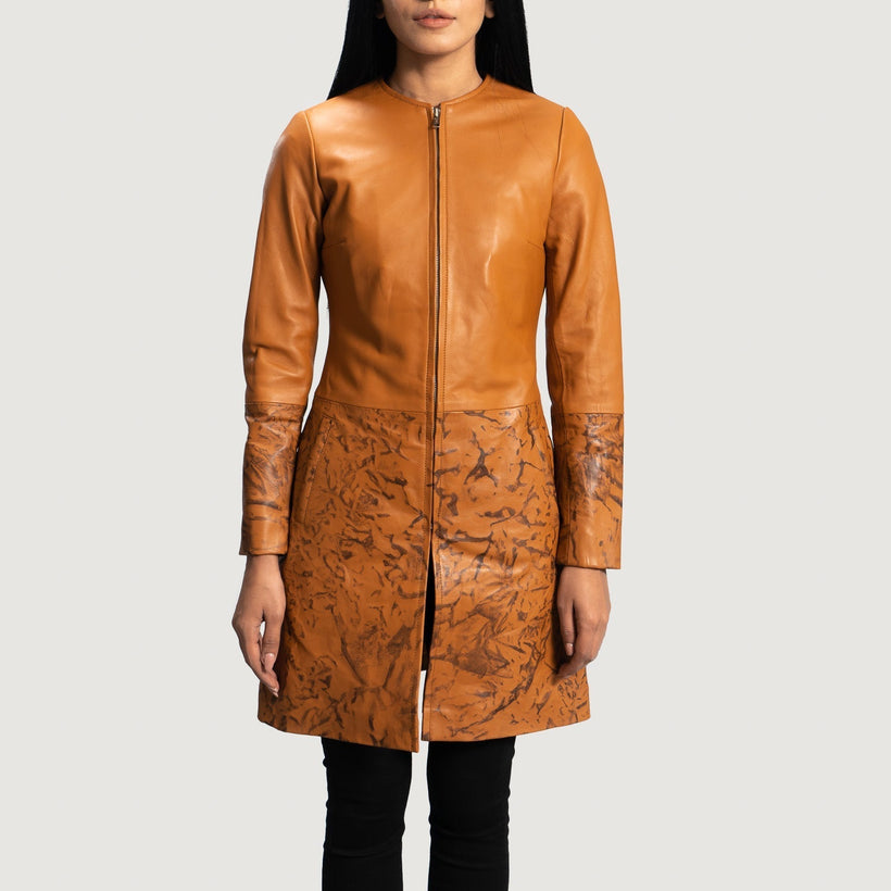 Sandy Hellbraun Dye Ledermantel für Damen