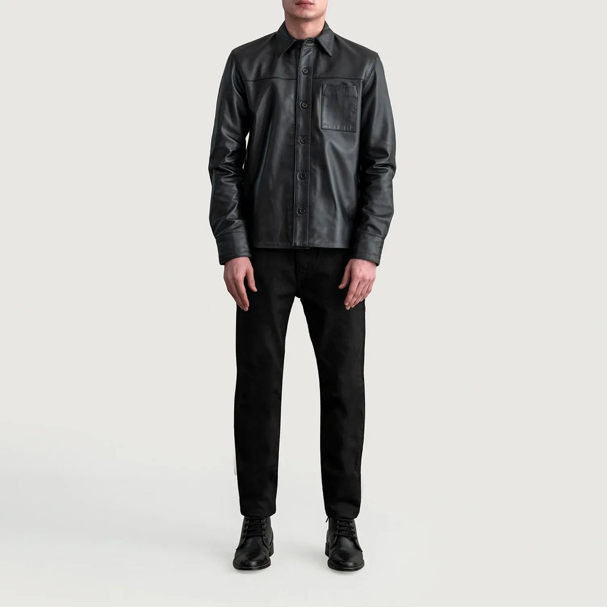 
Detailansicht of Shirt & Buttons Hardware on Scout Schwarz Leather Shirt für Herren