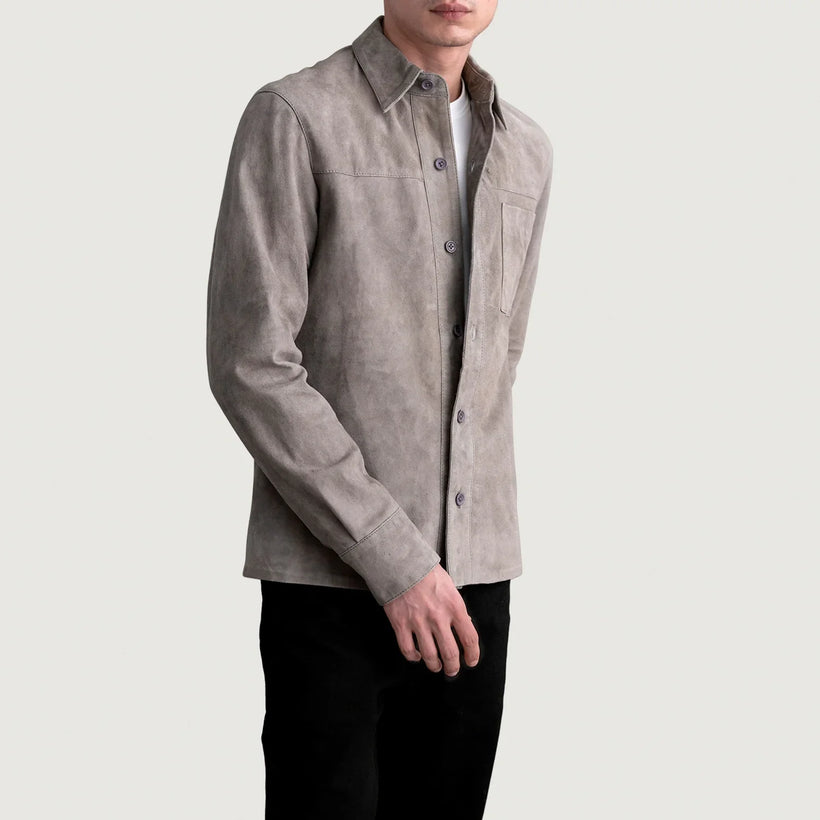 Scout Grau Suede Leather Shirt für Herren