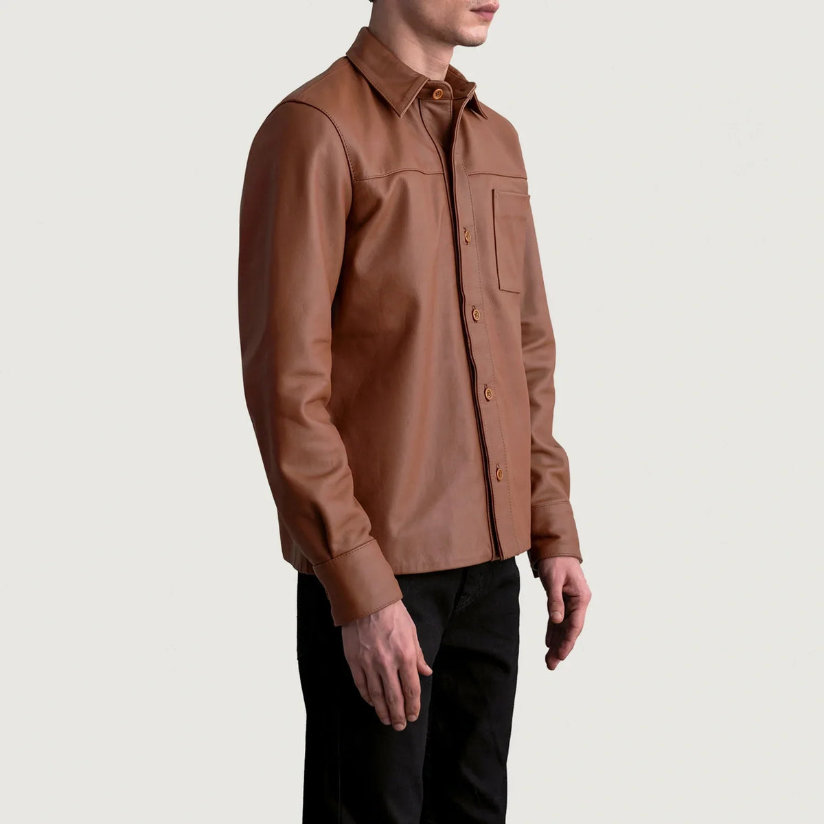 Matte Brown Cowhide leather Jacket - Rückansicht mit passgenauen Schultern &amp; sauberem Saum