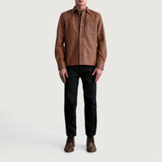 Detailansicht of Shirt &amp; Buttons Hardware on Scout Matte Braun Leather Shirt für Herren