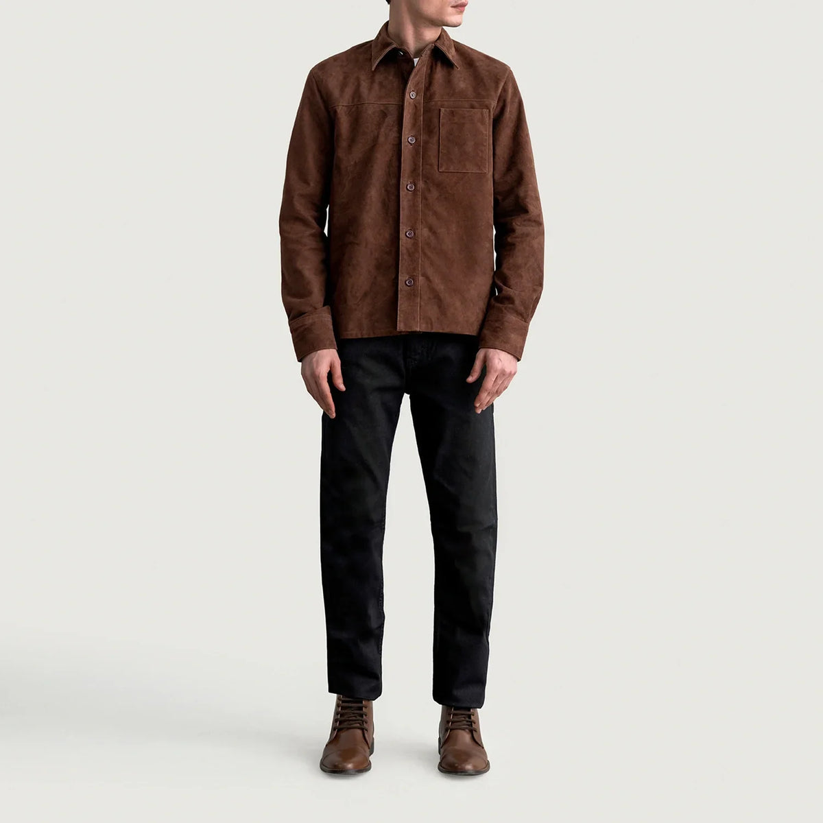 
Detailansicht of Shirt & Buttons Hardware on Scout Mokka Suede Leather Shirt für Herren