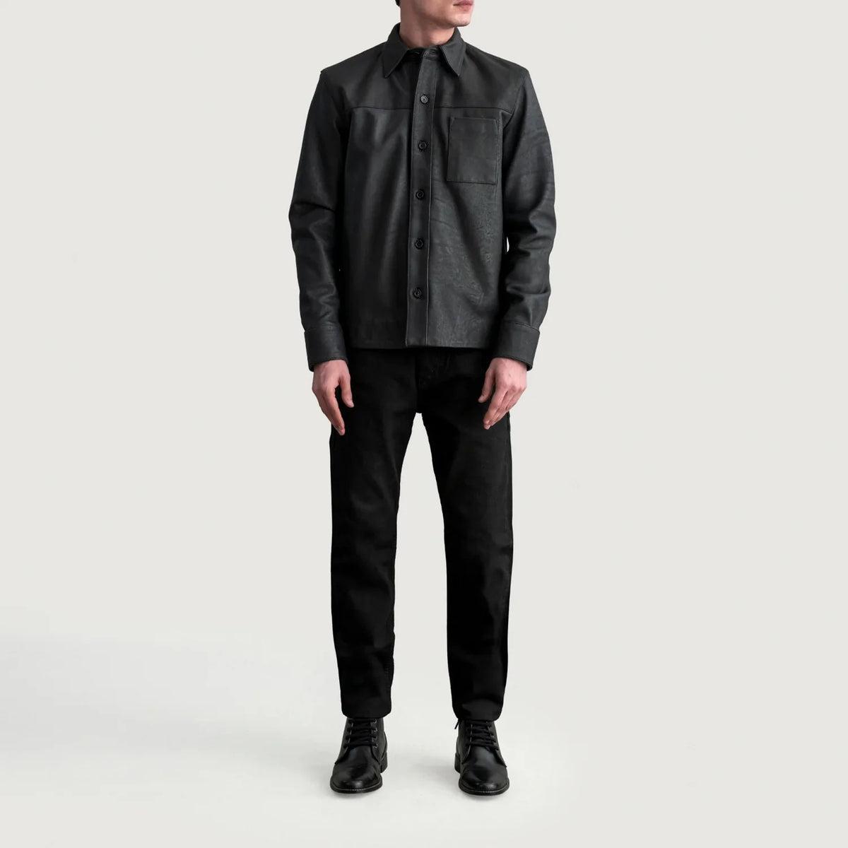 
Detailansicht of Shirt & Buttons Hardware on Scout Tumbled Schwarz Leather Shirt für Herren