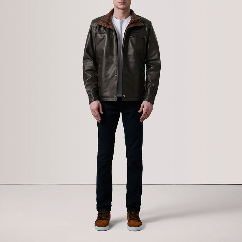 Sean Braun Leather Classic Lederjacke für Herren