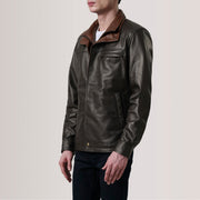 Sean Braun Leather Classic Lederjacke für Herren For Men - Seitenansicht mit ergonomischem Ärmelschnitt