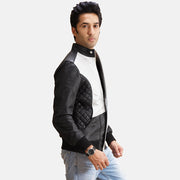 
Spade Silver Schwarz Leder-Bomberjacke für Herren - Rückansicht mit passgenauen Schultern & sauberem Saum