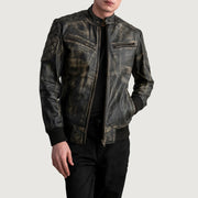 
Rib Knit & Hem Craftsmanship Construction Detail on Sven Mocha Suede Bomber Jacket