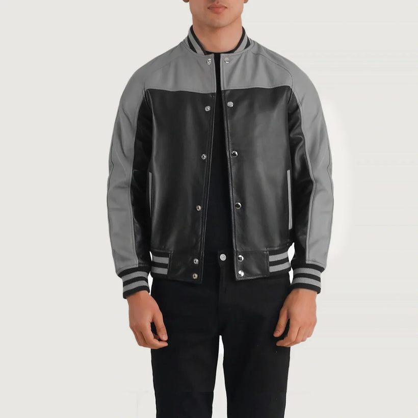 Terrance Schwarz Varsity Lederjacke für Herren