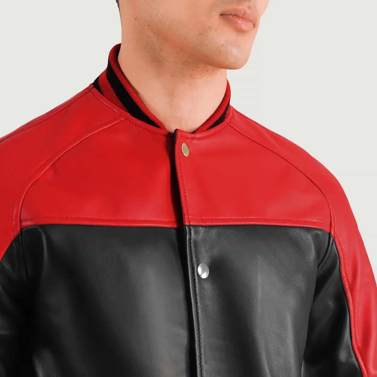Terrance Schwarz Varsity Lederjacke für Herren – Zusätzliche Produktansicht 3