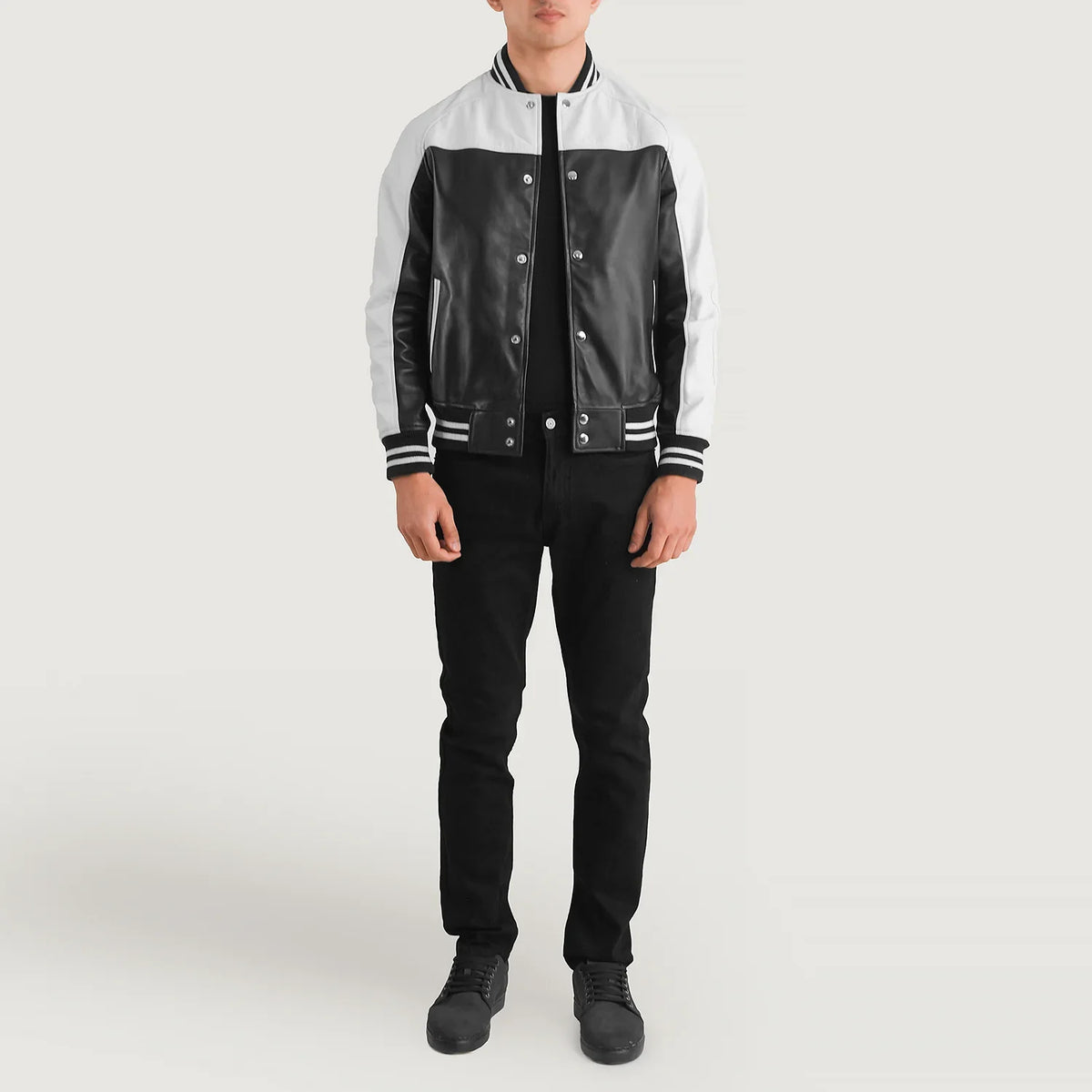 Terrance Schwarz Varsity Lederjacke für Herren – Zusätzliche Produktansicht 3