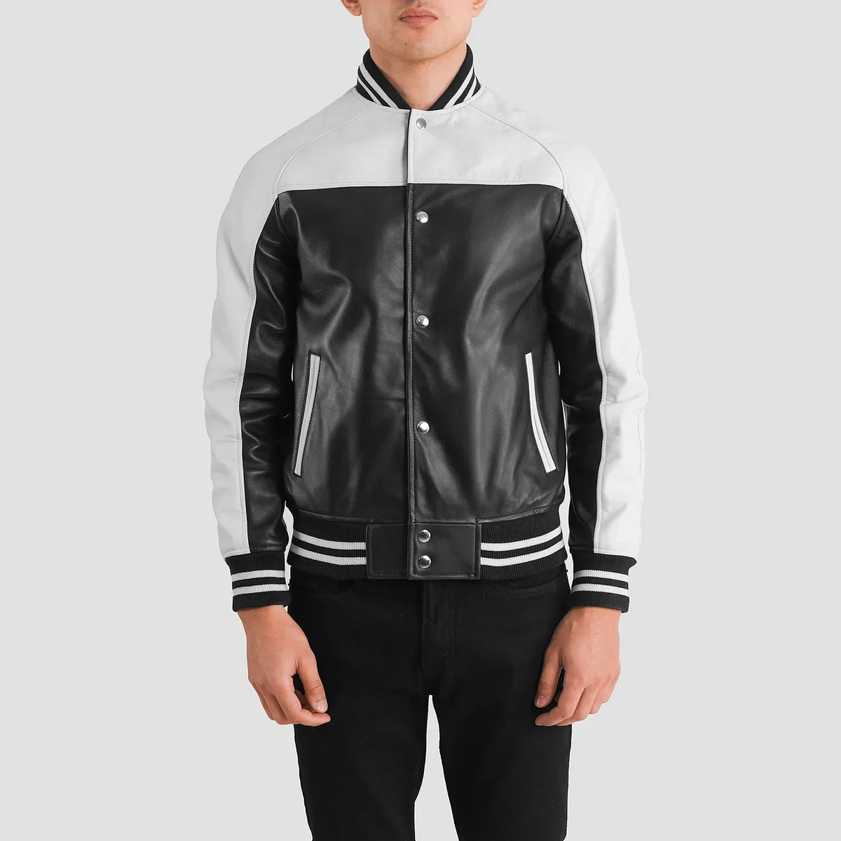 Terrance Schwarz Varsity Lederjacke für Herren – Zusätzliche Produktansicht 4