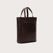 
The Poet Vintage Brown Leather Tote Bag For Men & Women - Strukturierte Seitenansicht mit Faltentiefe & Erweiterungsvolumen