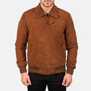 Detailansicht of Shirt &amp; Zipper Hardware on Men's Tomchi Hellbraun Suede Lederjacke für Herren