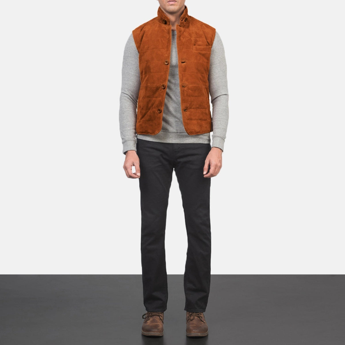 Men's Tony Braun Suede Vest für Herren - Seitenansicht mit ergonomischem Ärmelschnitt