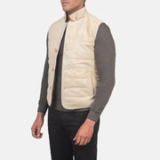 
Tony Off-Weiß Suede Vest für Herren - Rückansicht mit passgenauen Schultern & sauberem Saum