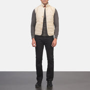 
Tony Off-Weiß Suede Vest für Herren - Seitenansicht mit ergonomischem Ärmelschnitt & sportlicher Passform
