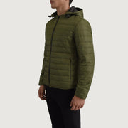 Green Full-Grain Leather Hooded Jacket - Rückansicht mit passgenauen Schultern &amp; sauberem Saum