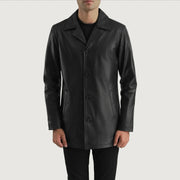
Urban Slate Schwarz Ledermantel für Herren - Vorderansicht & maßgeschneiderte Silhouette | Online Kaufen