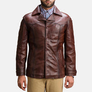 
Vincent Alley Braun Lederjacke für Herren in Brown Sheepskin Leather - Vorderansicht & maßgeschneiderte Silhouette | Online Kaufen