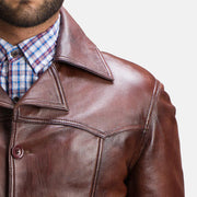 
Vincent Alley Braun Lederjacke für Herren - Seitenansicht mit ergonomischem Ärmelschnitt & sportlicher Passform