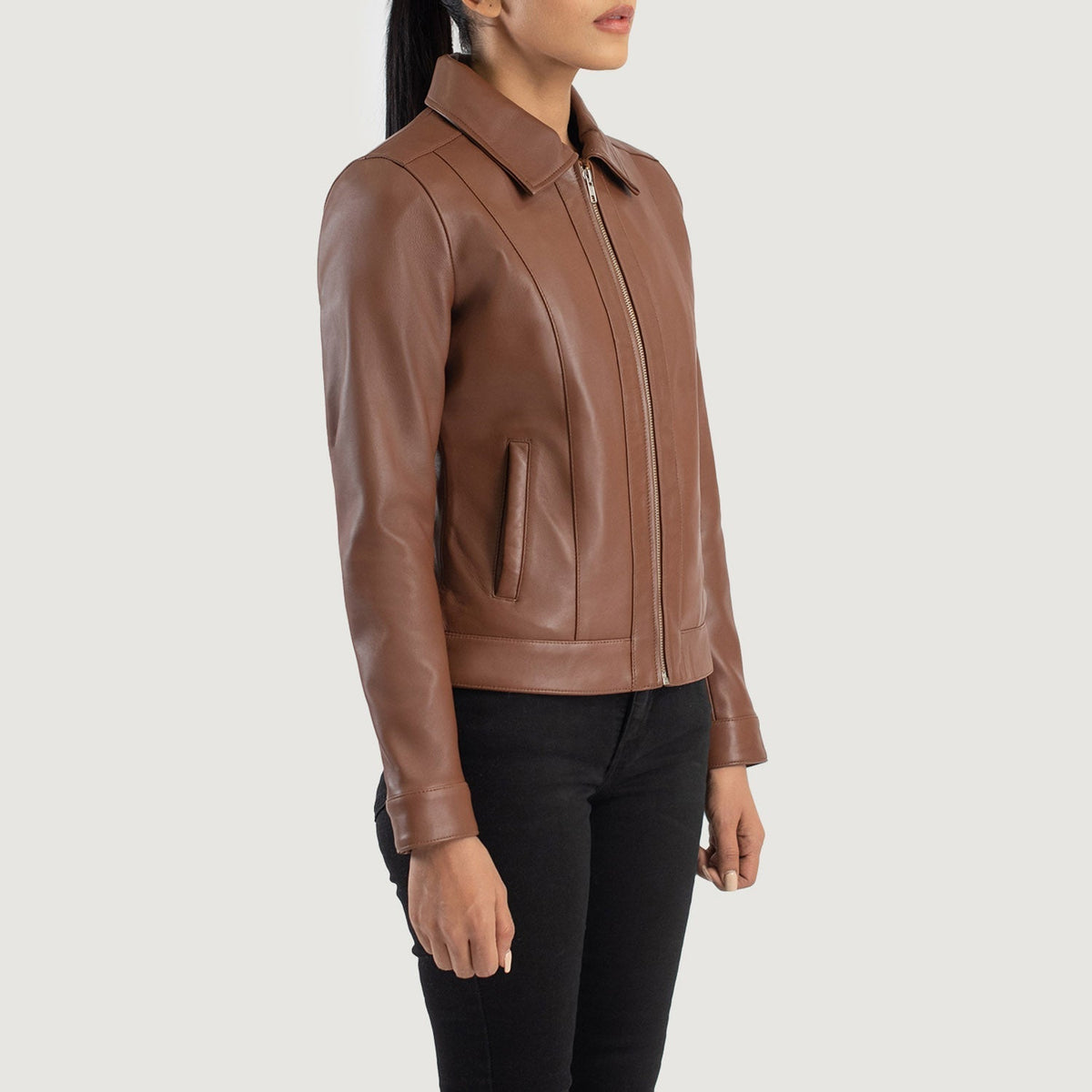 Vixen Classic Collar Lederjacke für Damen – Zusätzliche Produktansicht 2
