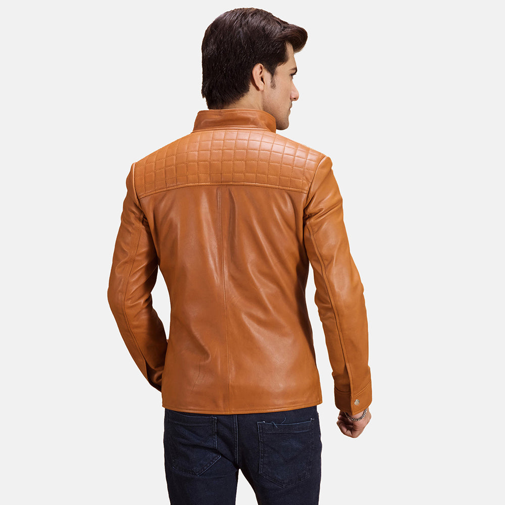 
Detailansicht of Notch & Zipper Hardware on Voltex Hellbraun Leder-Bikerjacke für Herren