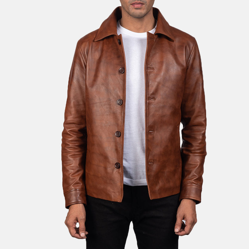 Waffle Braun Lederjacke für Herren