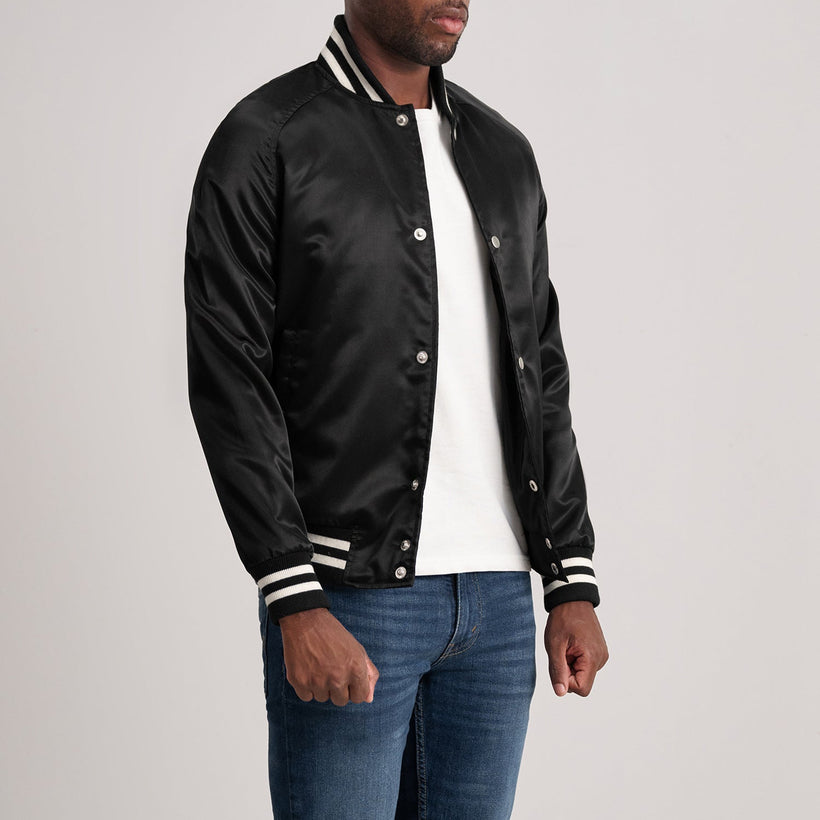 Xander Schwarz Varsity Lederjacke für Herren
