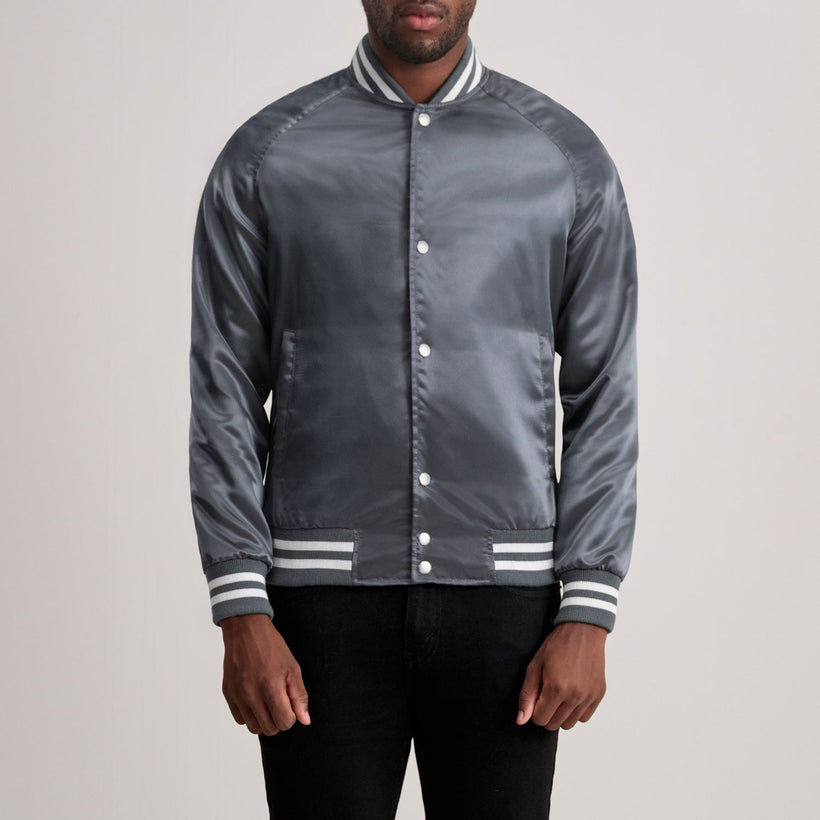 Xander Grau Varsity Lederjacke für Herren