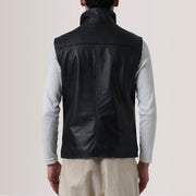 Detailansicht of Band with Buckle &amp; Zipper with placket Hardware on Zane Grey Suede Vest For Men